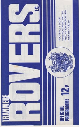 Tranmere Rovers v Southend United Match Programme 1979-03-30